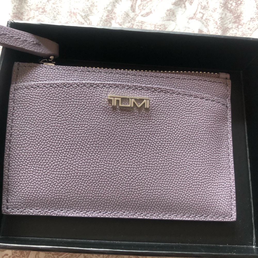 Tumi zip card case in Lilac new in box